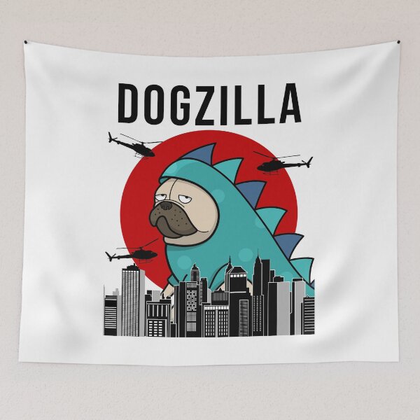 Item preview, Pug Dogzilla Funny Dog Japanese designed and sold by Funny Shirts Matter.