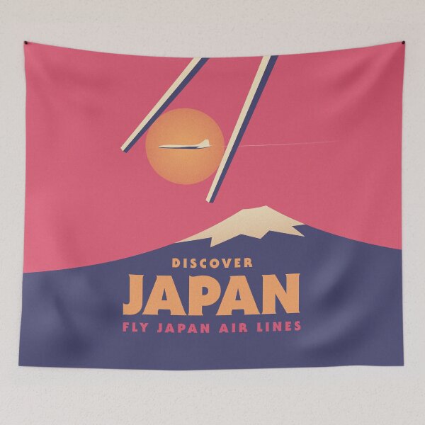 Artikelvorschau, Retro Japan Tourism Mt Fuji Sushi Chopsticks - Magenta entworfen und verkauft von VoodooCircus.