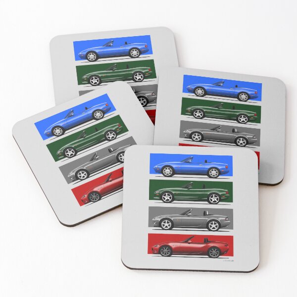 Item preview, The four generations of the classic roadster convertible sports car in their iconic colors designed and sold by designjaag.