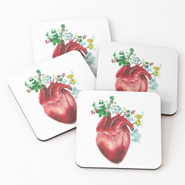 Item preview, Anatomic blooming heart with wild flowers. Original artwork. Spring heart.  designed and sold by Mehendra.