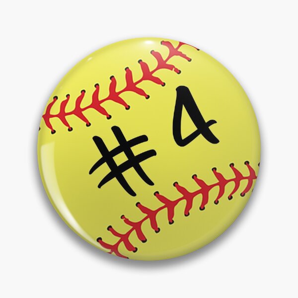 Artikelvorschau, Softball Spieler #4 Rückennummer 4 Ball Sticke Aufkleber entworfen und verkauft von theshirtinator.