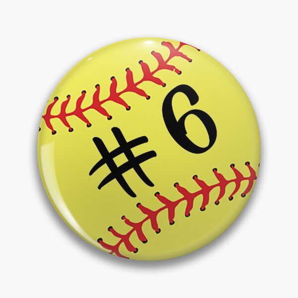 Artikelvorschau, Softball Spieler #6 Rückennummer 6 Ball Sticker Aufkleber entworfen und verkauft von theshirtinator.