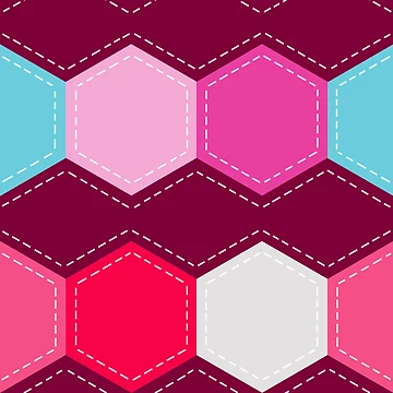 Artwork thumbnail, Hexagonal Quilt \\ Raspberry by The Wellington Boot