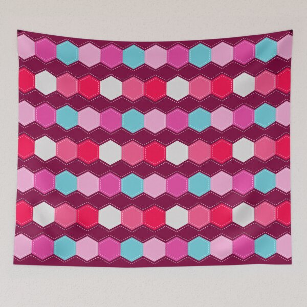 Item preview, Hexagonal Quilt \\ Raspberry designed and sold by The Wellington Boot.