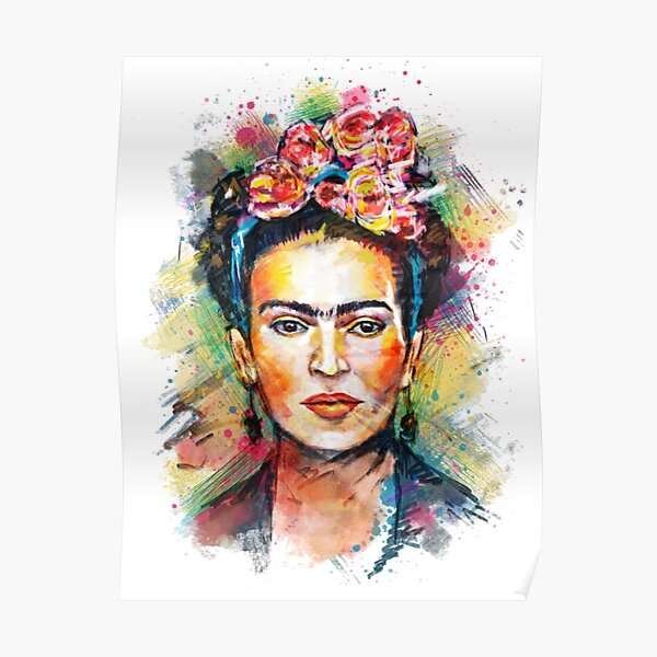 Portrait coloré de Frida Kahlo Poster