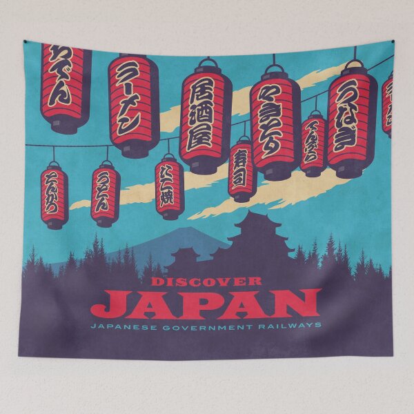Artikelvorschau, Japan Travel Tourism Japanese Castle Mt Fuji Lantern - Blue entworfen und verkauft von VoodooCircus.