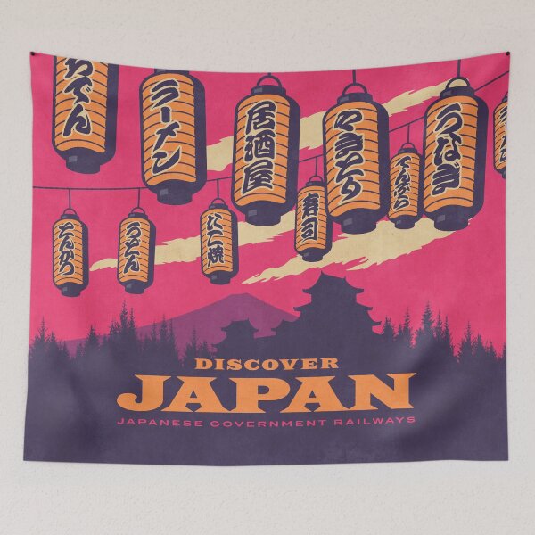 Artikelvorschau, Japan Travel Tourism Japanese Castle Mt Fuji Lantern - Magenta entworfen und verkauft von VoodooCircus.