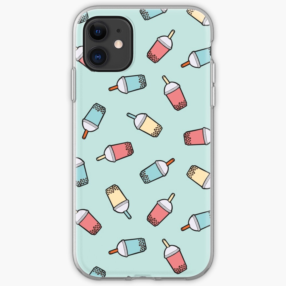 Bubble Tea Pattern in Mint iPhone Case & Cover