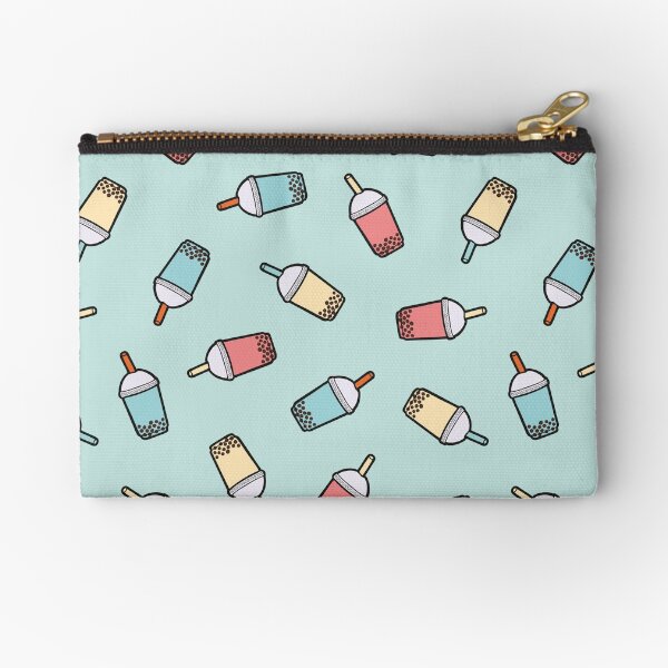 Bubble Tea Pattern in Mint Zipper Pouch