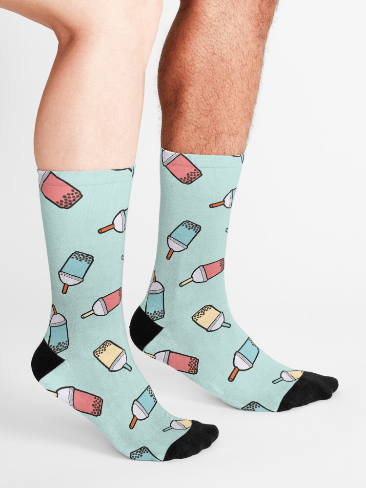 Alternate view of Bubble Tea Pattern in Mint Socks