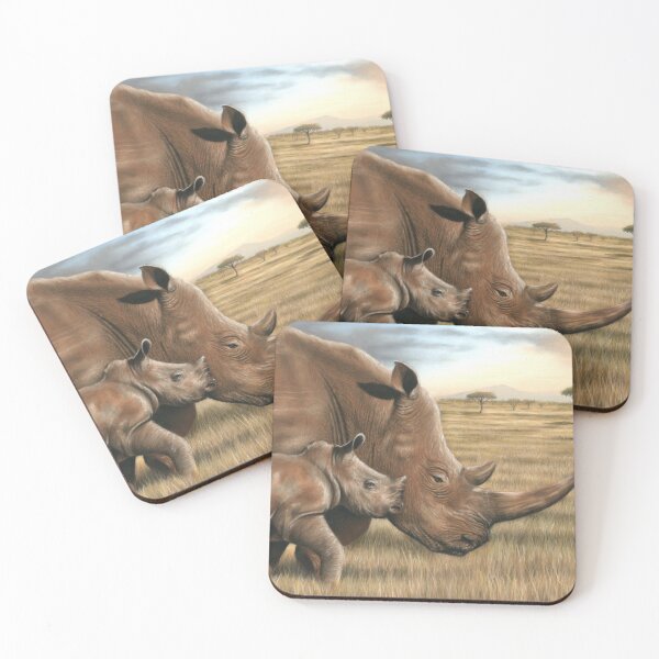Artikelvorschau, Wildlife Artwork eines Nashorns und Kalbs entworfen und verkauft von Richard Macwee.