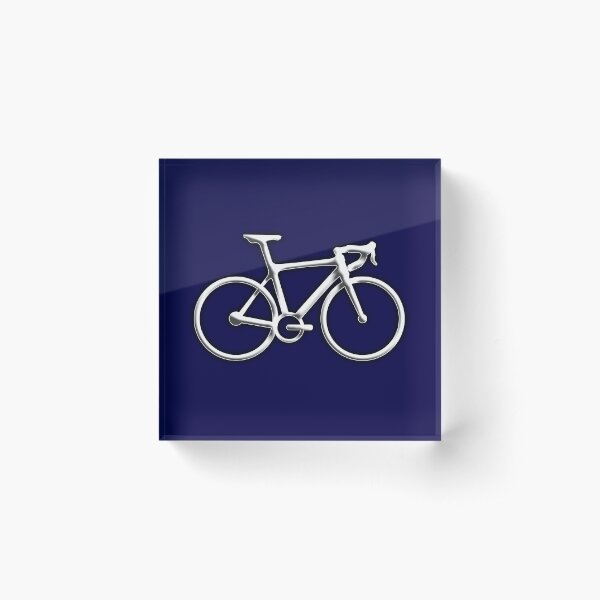 Racing Bike. Bicycle, Bevel, Road bike, Push Bike, on Navy. Acrylic Block