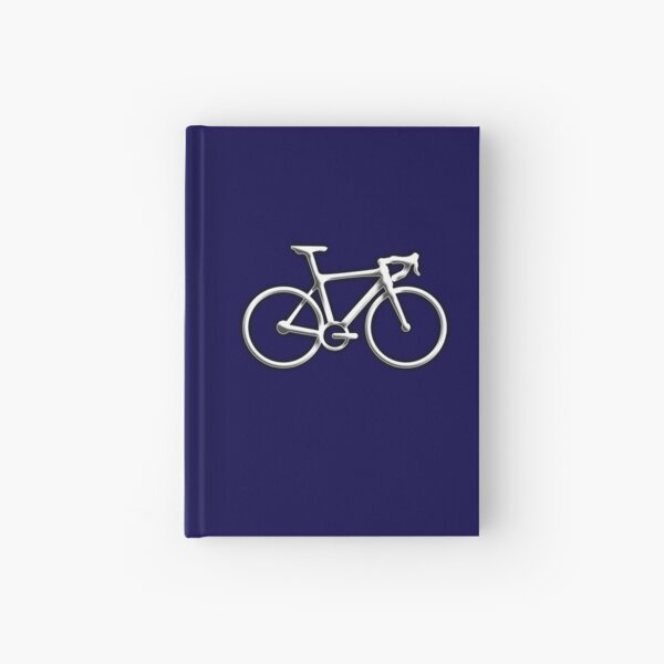 Bicicleta de carreras. Bicicleta, bisel, bicicleta de carretera, bicicleta de empuje, en azul marino. Cuaderno de tapa dura