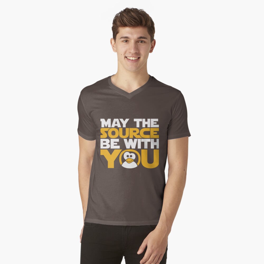 May The Source Be With You - Tux Edition V-Neck T-Shirt