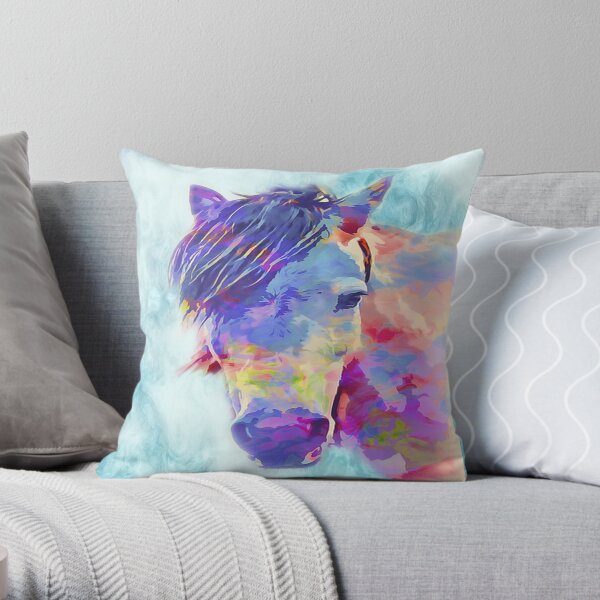 Pferdeliebhaber Kunst Grafik Aquarell Abstrakte Pferde Wohnkultur, Kleidung & Geschenke Dekokissen