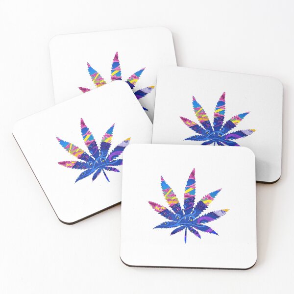 Item preview, Weed Leaf Design Blue Yellow Trippy Pot Sticker designed and sold by rossandrews.