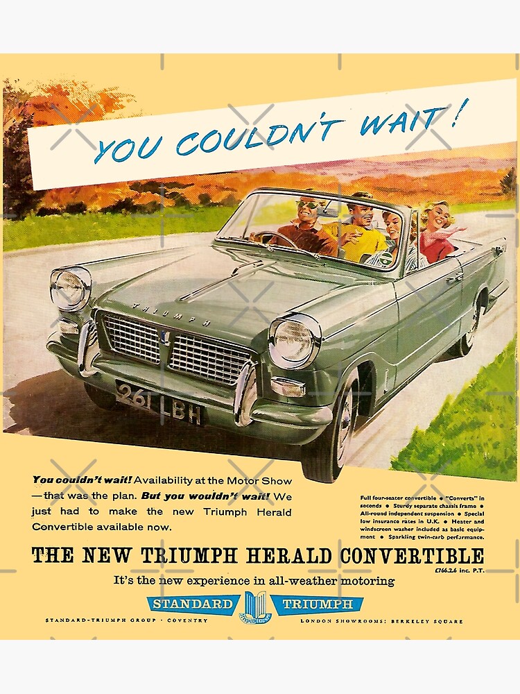 "TRIUMPH HERALD CONVERTIBLE" Poster for Sale by ThrowbackM2 Redbubble