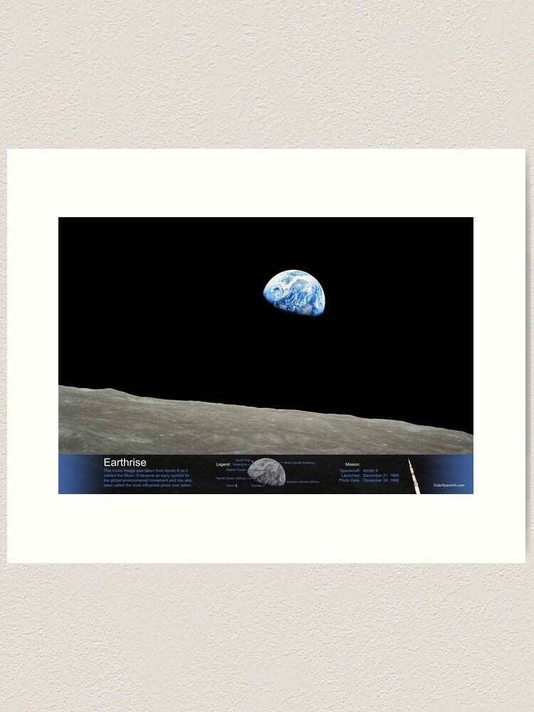 Thumbnail 1 of 3, Art Print, Earthrise - with Annotated Legend designed and sold by OuterSpaceInfo.