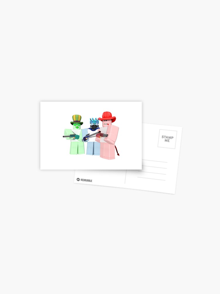 Colorful Roblox Game Characters Postcard By Captainswoosh Redbubble - roblox t pose meme poster by alexcrewe redbubble