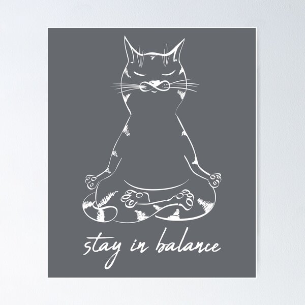 Cat Yoga, Cute Cat on Yoga Mat, Fun Cat in Yoga Position. Poster