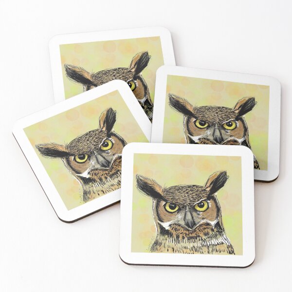 Owl Digital Art Coasters (Set of 4)