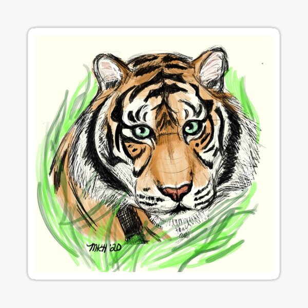 Tiger digital art Sticker