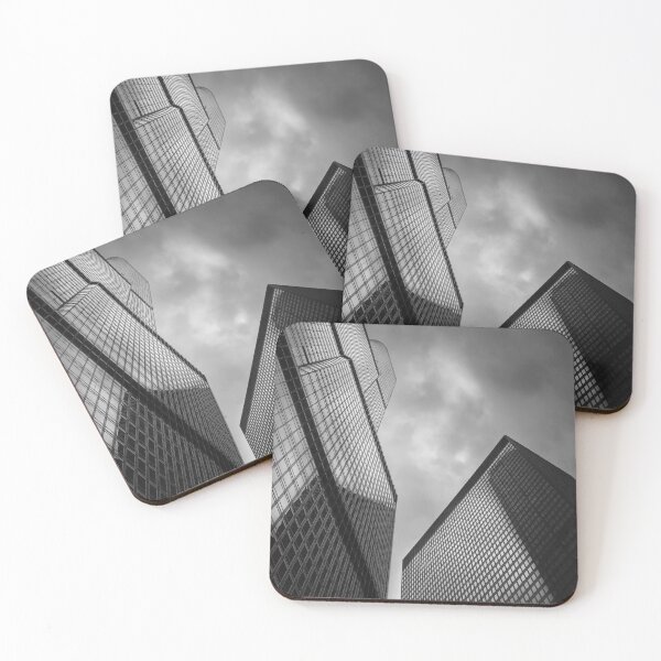 Chicago Skyscraper - Trump Tower in Black and White Coasters (Set of 4)