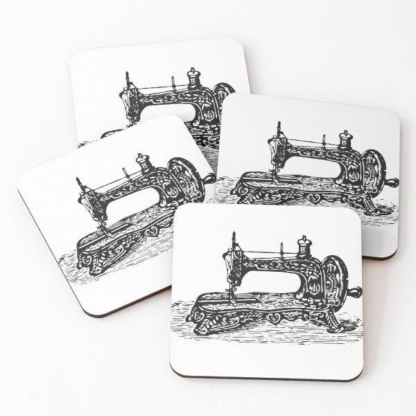 Item preview, Black and White Antique Vintage Sewing Machine Illustration designed and sold by Vintage-TM.