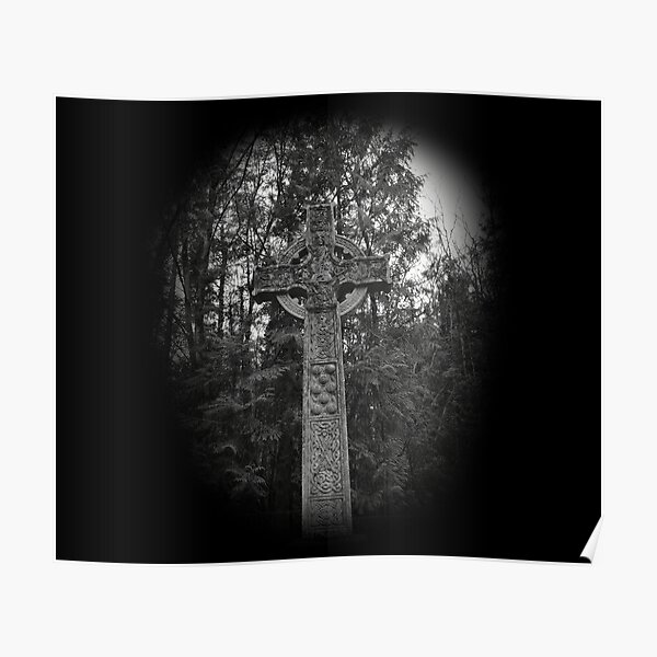 Celtic Cross Grave in The Woods Poster