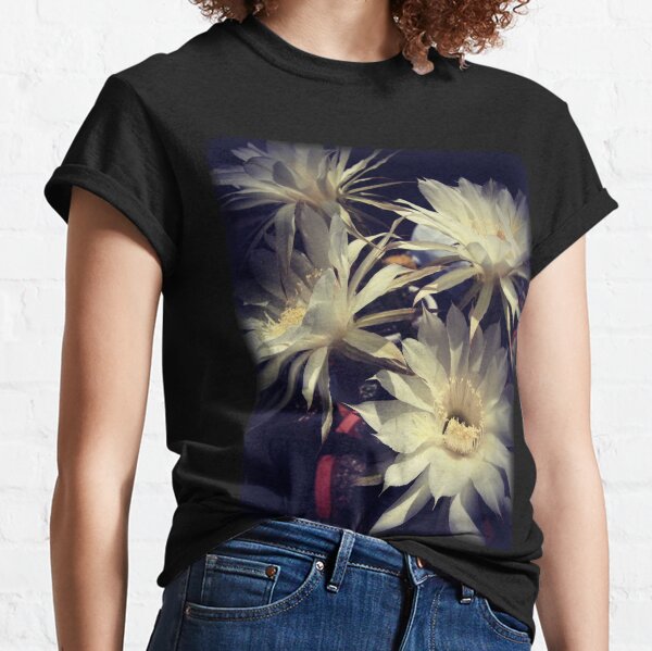 White Cactus Flowers Classic T-Shirt