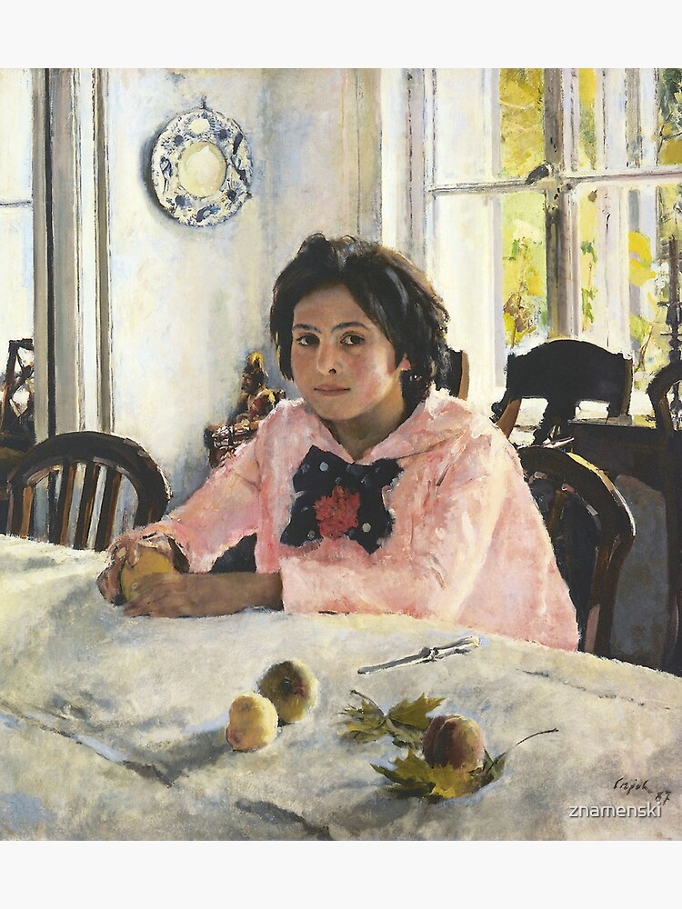 Girl with Peaches, 1887, Valentin Alexandrovich Serov was a Russian painter, and one of the premier portrait artists of his era by znamenski