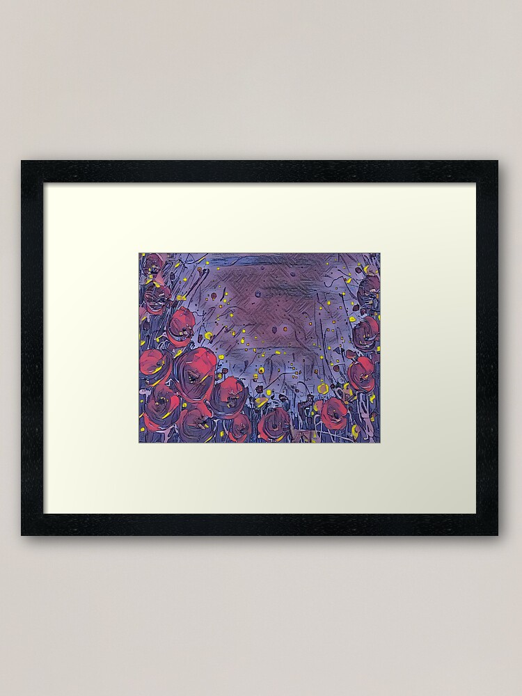 Alternate view of Poppy Garden 3 designed & created by (c) Janet Watson Art   Framed Art Print