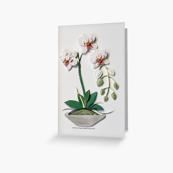 Paper quilling Art. Happy Mother's day gift. botanical art.Birthday gift.Anniversary ,Orchid flower art. Greeting Card