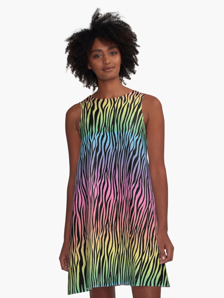 Tiger Stripes Fur Metallic Animal Print Rainbow A-Line Dress for Sale by  ColorFlowArt
