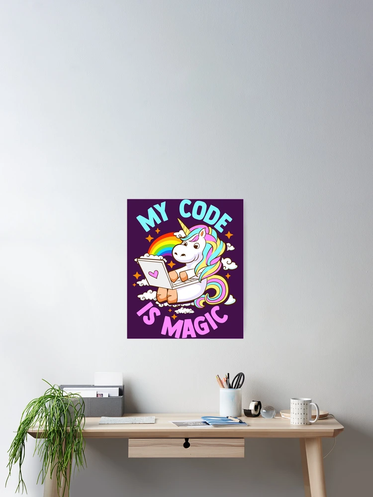 Thumbnail 2 of 3, Poster, Cute Unicorn Coder Code Programmer Computer Science designed and sold by frittata.