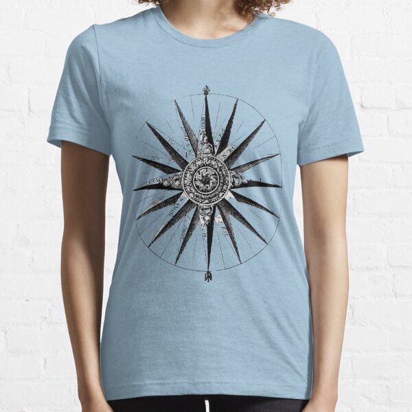 C COABALLA of Wind Rose with Ship,Fashion V-Neck T-Shirt for Women/Girls S