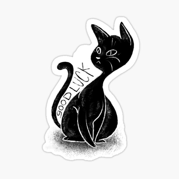 Good Luck Bad Omens Black Cat Sticker
