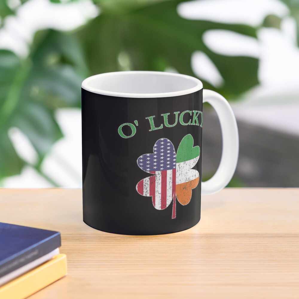 Lucky Irish American Flag Shamrock Clover Ireland. Coffee Mug