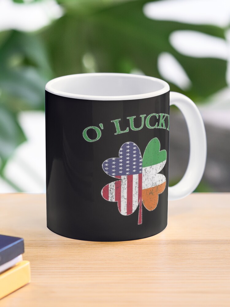 Coffee Mug, Lucky Irish American Flag Shamrock Clover Ireland. designed and sold by maxxexchange