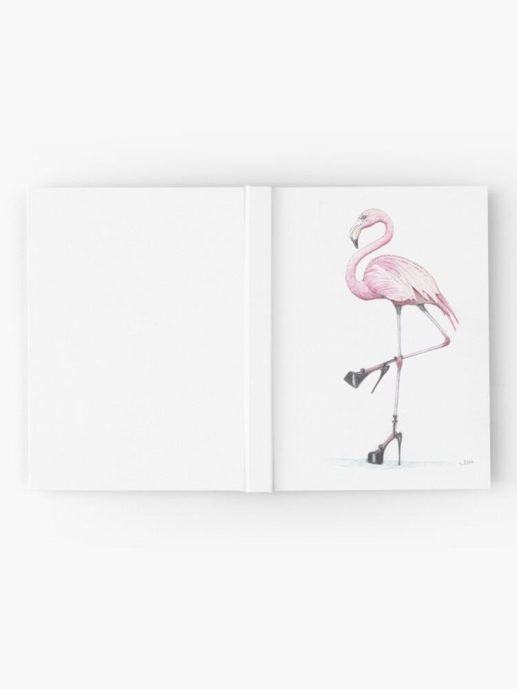 Thumbnail 2 of 3, Hardcover Journal, flamingo in stilettos designed and sold by JimsBirds.