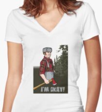 I'm Okay! Women's Fitted V-Neck T-Shirt