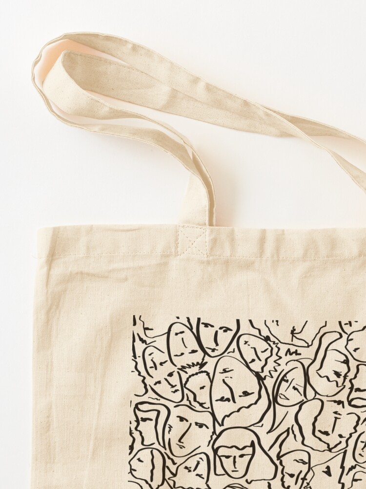 Alternate view of Call Me By Your Name Elios Shirt Faces in Black Outlines on White CMBYN Tote Bag