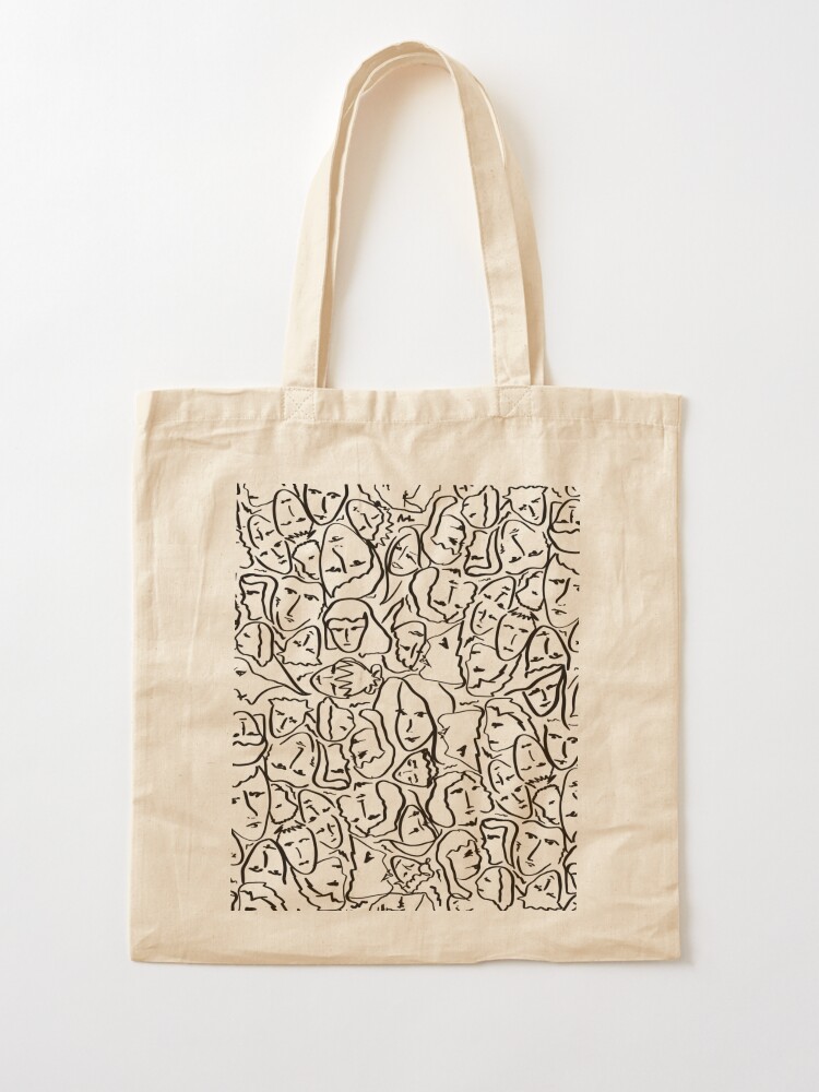 Alternate view of Call Me By Your Name Elios Shirt Faces in Black Outlines on White CMBYN Tote Bag