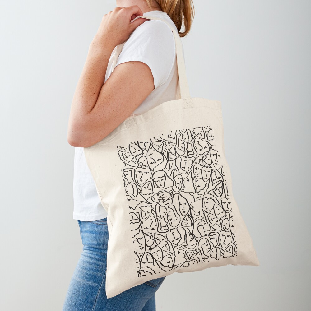 Call Me By Your Name Elios Shirt Faces in Black Outlines on White CMBYN Tote Bag