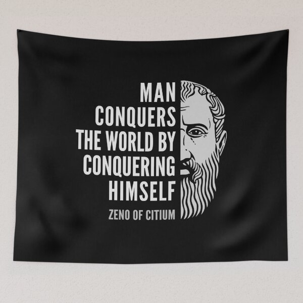 Item preview, Zeno of Citium Inspirational Stoicism Quote: Man Conquers the World designed and sold by Elvin Dantes.