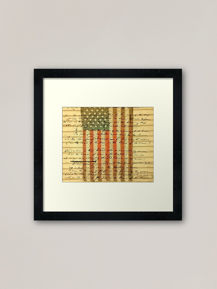 American Flag and Lyrics to Star Spangled Banner Poster for Sale