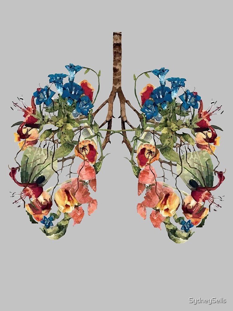 Thumbnail 3 of 3, Drawstring Bag, Flowered lungs designed and sold by SydneySells.