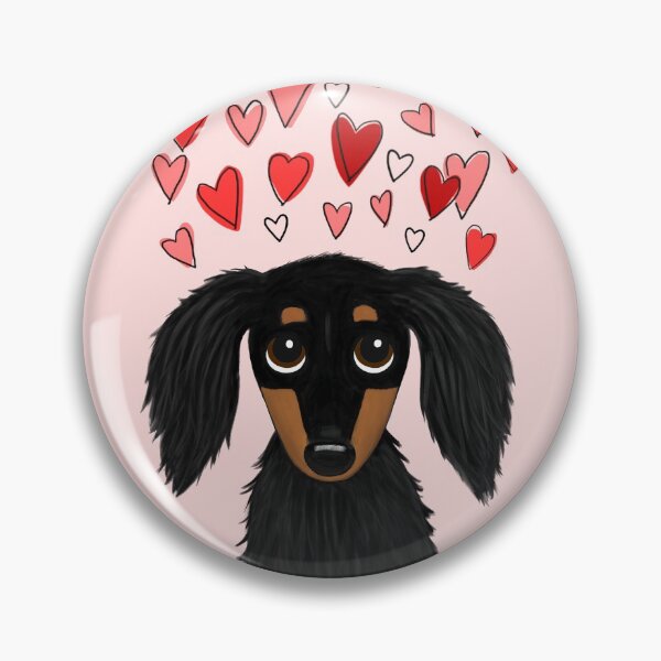 Item preview, Valentine Dog Black and Tan Longhaired Dachshund with Hearts designed and sold by Jenn Inashvili.