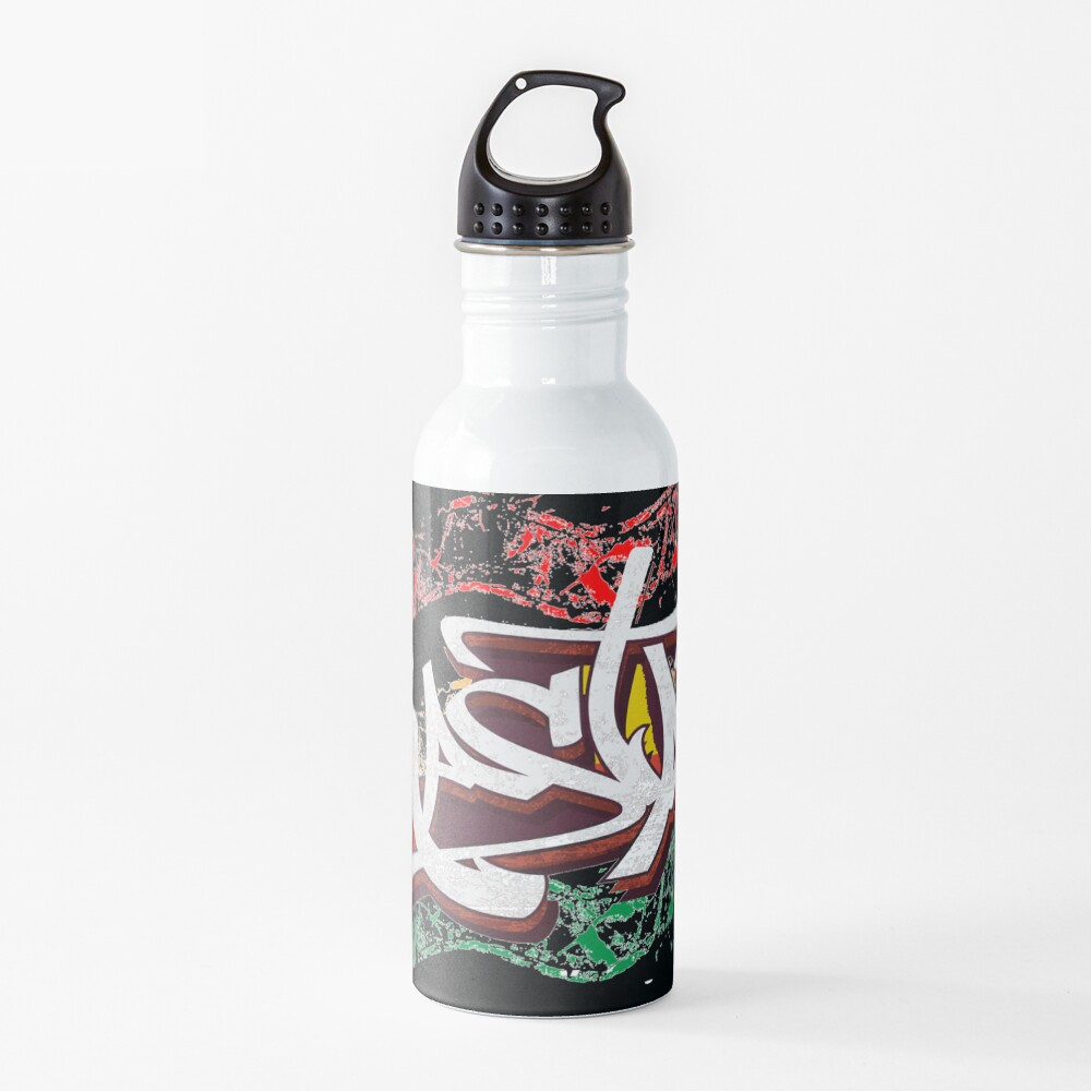 RASTA Rastafarian Jamaica Dreadlocks Roots Ethiopian Flag Graffiti Water Bottle