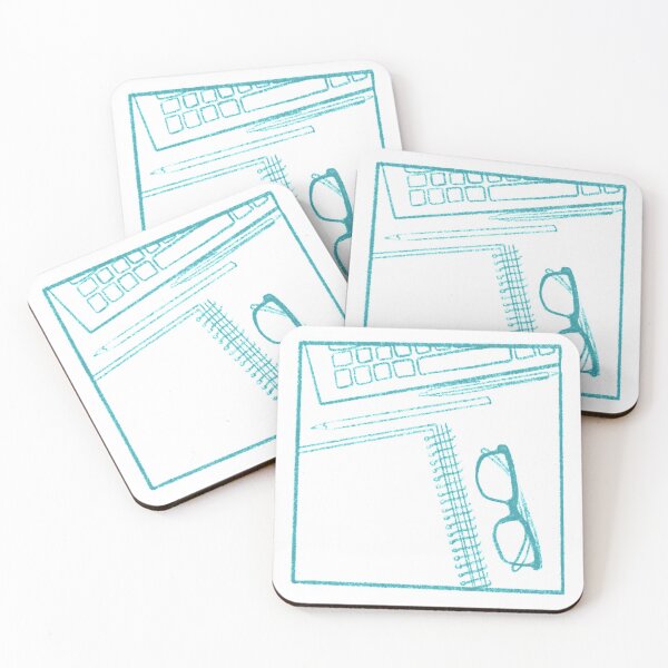 Item preview, Write your own caption comic illustration - Notes in a notebook on a desk with glasses designed and sold by Designwebjae.